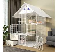 Jaula para Gatos: Valla para Gatos, Jaula para Gatos con Caja de Arena, Valla Hecha en casa para Mascotas con Puerta, Jaula para Gatos, Jaula para Perros, Valla Plegable (Set a 111 * 85 * 145CM)