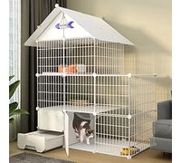 Jaula para Gatos: Valla para Gatos, Jaula para Gatos con Caja de Arena, Valla Hecha en casa para Mascotas con Puerta, Jaula para Gatos, Jaula para Perros, Valla Plegable (Set a 111 * 85 * 145CM)