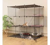 Jaula para gatos y hurones de interior, caseta de alambre de metal para animales pequeños, ideal para gatitos y cobayas (111 x 75 x 109 cm)