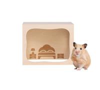 Jaula para hámster - 30 x 12 x 12 cm, madera con parte abierta, enriquecimiento | Recinto para hámster de juguete de ratón, espía, para escalada, juegos, exploración, conejo