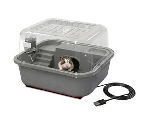 Jaula para hámster con asa, para el hogar de hámster, rueda transparente silenciosa, jaulas para hámsteres calentadas por USB, para ardilla, gerbo calmante, jugar, ejercicio, balcón, aula, apartamento