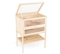 Jaula para hámster de 60 x 40 x 80 cm con zonas multiescaleras y estante de almacenamiento moderno de madera marrón 20_0010989