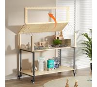 Jaula para hámster de madera, 2 niveles, jaula para roedores, animales pequeños con tapa plegable, con puentes de arco, túneles y casas de juegos, para cobayas, hámsters, 60 x 40 x 40 cm