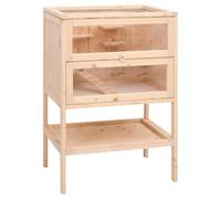 Jaula para hámster de madera maciza de abeto, 55 x 40 x 80 cm, con rejilla de techo abatible y frontal acrílico, 2 niveles, estante de almacenamiento, adecuado para animales pequeños como jerbos