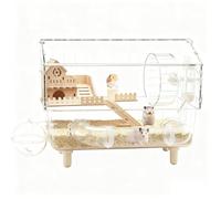 Jaula para hámster enano, hábitat transparente de 2 capas, 17.7 x 11 x 13.3 pulgadas, casa de animales pequeños, para erizo, hurón, jerbo, chinchilla, monitoreo de cría de mascotas pequeñas