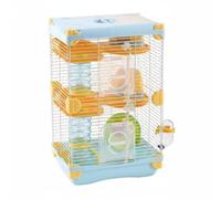 Jaula para Hámster Funcional con Varios Niveles Ruedas para Correr de Ventilación y Puerta Amplia Adecuada para Familias con Mascotas Decoración del Hogar, Azul, Size to 6
