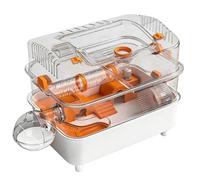 Jaula para hámster Jaula for hámster, Caja de alimentación Transparente acrílica espaciosa Doble Capa, casa(Orange)
