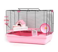 Jaula para hámster Jaula para hámster Azul Transparente Jaula para hámster Villa Jaula de Transporte portátil Castillo Nido de hámster Jaula de cría Suministros para Mascotas (Rosa2 47 * 32 * 34 cm)