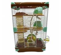 Jaula para Hámster Ofrece Espacio Amplio Refugio Seguro para Roedores Múltiples Niveles Tubos Built-in y Ventilación Adecuada para Amantes de Mascotas, Marrón, Size to 2