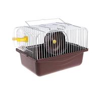 Jaula para hámster para mascotas pequeñas con rueda para correr, botella de agua, contenedor de alimentos, portátil, para casa, ratones, hábitat para salir, viajar (café)