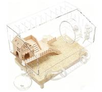 Jaula para hámsters grande | 2 niveles transparente Hábitat para chinchilla, jaula para hurones de acrílico 45 x 28 x 34 cm - Para monitorización de crianza de erizos, hurones, chinchillas y otros