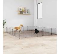 Jaula para Mascotas de 28 Paneles Puerta, Xichuzi Jaula Cobaya, Jaulas para Conejos, Valla para Mascotas, Recinto para Conejos, Cosas para Conejos, Parque para Conejos, Acero Negro 35x35 cm