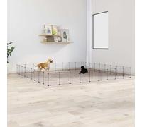 Jaula para Mascotas de 36 Paneles Puerta, LAPOOH Jaula Cobaya, Jaulas para Conejos, Recinto para Conejos, Valla para Mascotas, Cosas para Conejos, Parque para Conejos, Acero Negro 35x35 cm