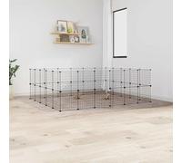 Jaula para Mascotas de 44 Paneles Puerta, Xichuzi Jaulas para Conejos, Jaula Cobaya, Recinto para Conejos, Valla para Mascotas, Parque para Conejos, Cosas para Conejos, Acero Negro 35x35 cm