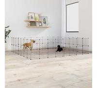 Jaula para Mascotas de 60 Paneles Puerta, Xichuzi Jaulas para Conejos, Jaula Cobaya, Recinto para Conejos, Valla para Mascotas, Parque para Conejos, Cosas para Conejos, Acero Negro 35x35 cm