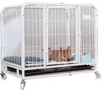 Jaula para mascotas de alambre de metal resistente para entrenamiento en interiores y exteriores, casa de conejo para perros pequeños, gatos y conejos, con sistema de polea