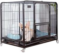 Jaula para mascotas de alambre de metal resistente para entrenamiento en interiores y exteriores, casa de conejo para perros pequeños, gatos y conejos, con sistema de polea