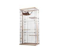 Jaula para Mascotas, Jaula de Madera para Gatos, Caja Grande de Cerca Estilo apartamento para Gatos de 2 Pisos, criadero Interior Ideal para Perrera, Blanco, 88 * 57 * 176 cm