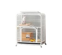 Jaula para Mascotas, Jaula para Gatos, Arena para Gatos domésticos, Villa Grande con Espacio Libre, casa para Gatos de Dos Pisos con Inodoro, Blanco, 78 * 55 * 137 cm (Blanco 78 * 55 * 110 cm)