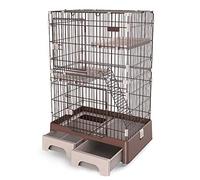 Jaula para Mascotas Jaula para Gatos doméstica de Villa para Gatos Grande de Tres Pisos con Caja de Almacenamiento Caja de Arena para Gatos Espacio Grande 32,6 * 23,2 * 52 Pulgadas,Marrón
