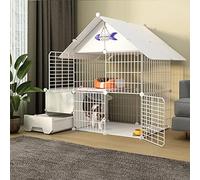 Jaula para mascotas para gatos y animales pequeños, recinto interior con caja de arena, espacio extragrande, ideal para 1-4 gatos y cobayas