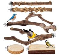 Jaula para pájaros, 6 barras masticables de madera natural como juguete para pájaros, soporte para pájaros, accesorio para pájaros, para el mantenimiento y el movimiento de cacatúas