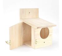 Jaula para pájaros Balcón para el hogar Caja de cría de loros con dispositivo de fijación Nido de pájaro cálido de madera para exteriores con puerta lateral Suministros para mascotas Cuidado de aves d