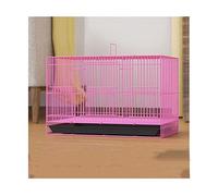Jaula para pájaros. Bird Cages Metal Birdcages Rectangular Bird Carriers ABS Bottom Play Rolling Stand Pet Bird Cage Flight Cage(Pink S)