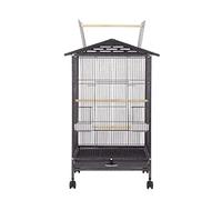 Jaula para pájaros. Bird Cages Wrought Iron Bird Carriers Cage On Wheels Large Parrot Birdcages Durable Flight Cage Outdoor Balcony(Black A)