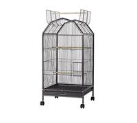 Jaula para pájaros. Bird Cages Wrought Iron Bird Carriers Cage On Wheels Large Parrot Birdcages Durable Flight Cage Outdoor Balcony(Black B)