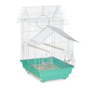 Jaula para pájaros canarios y pinzones 50 x 42,5 x 33,5 cm con limpieza fácil, diseño decorativo de acero negro 13_0009841