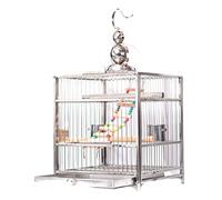 Jaula para pájaros con techo cuadrado de acero inoxidable, jaula para pájaros, jaula de baño para cría, suministros para mascotas para agapornis, pinzones, jaula para pájaros (color: versión mejorada,