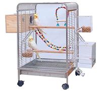 Jaula para Pájaros De Acero Inoxidable para Loros. Aviario con Circuito Impreso Transparente De Una Sola Cara. Columpio De Lujo para Palomas. Nido Móvil Fácil De Montar(Silver Set)