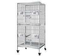 Jaula para pájaros de Doble Capa con Parte Superior Plana de aviario sólido para Interiores y Exteriores, Jaula Grande de Acero Inoxidable para cría de Loros, Adecuada para pájaros voladores o