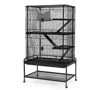 Jaula para pájaros de Hierro Forjado de 63 Pulgadas con Parte Superior Abierta y Soporte rodante, jaulas Grandes para pájaros para periquitos, cacatúas, Canarios, agapornis, Loros, Palomas (Negro