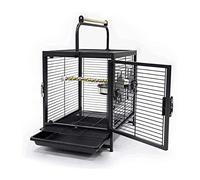 Jaula para pájaros de hierro forjado maciza, jaula grande de metal para pájaros, casa cuadrada de lujo para pájaros para jardín interior (jaula para pájaros negra)