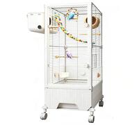 Jaula para Pájaros de Interior, Grande Jaula para Loros con Vista Acrílica Transparente, Jaula Voladera con Ruedas y Bandeja Fácil de Limpiar para Periquitos, Ninfas, Agapornis Single-Row