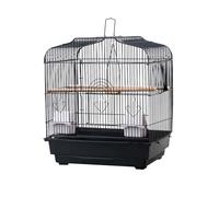 Jaula para pájaros de Metal, Jaula de Viaje para pájaros con asa, 2 Barras, 2 contenedores de Comida y Perchas de Madera, jaulas para tórtolas, cacatúas, Loros pequeños, Canarios, 46 x 36 x 52 cm