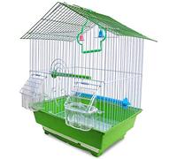 Jaula para pájaros de Metal Verde Macizo, Portador de pájaros Decorativo para jardín al Aire Libre con Barra de pie, Columpio, Periquito, Agapornis, Villa para pájaros perlada (Verde)