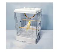 Jaula para pájaros Grande y sólida, Jaula de Vuelo acrílica, jaulas cuadradas para pájaros pequeños y medianos, portadores de pájaros para Viajes a casa (Transparente Grande)