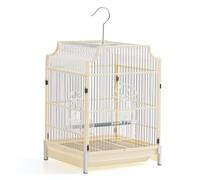 Jaula para Pajaros, Jaula Canario, Diseño de Chasis Bidireccional, Estilo Chino Simple, for Canarios, Golden Sun, Little Sun(Beige)