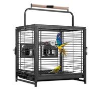 Jaula para Pájaros Jaula de Loro 19 Inch Wrought Iron Bird Cage Travel Carrier with Feeder For Parrots Conures Lovebird Cockatiel Parakeets Mediano y pequeño