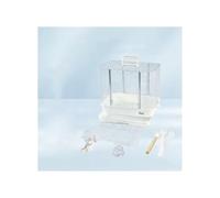 Jaula para pájaros Jaula for Loros Que se Puede Llevar con la Mano, al Hombro y hacia atrás, Jaula de Alambre Horizontal, Base extraíble for pájaros pequeños Soporte de Jaula de Vuelo(Blanco)