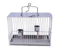 Jaula para pájaros Jaula para pájaros de acero inoxidable Jaula de cría de metal Jaula de baño para loros Nido para mascotas Suministros para mascotas Cuidado de aves de corral (Plata 29 * 20,8 * 23,5