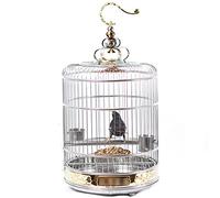 Jaula para pájaros Jaula para pájaros de Acero Inoxidable Puro Dorado Loro Grande Myna Jaula para pájaros Redonda Mango para Conejo Jaula para pájaros para Periquito Amor Pájaro Jaula Ornamental para