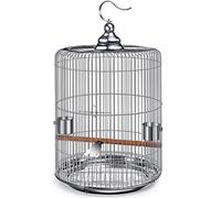 Jaula para pájaros Jaula para pájaros redonda de acero inoxidable con gancho Caja de cría de loros de nueve juegos de metal grande Suministros para mascotas Cuidado de aves de corral (Plata 31 * 55 cm