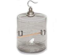 Jaula para pájaros Jaula para pájaros redonda de acero inoxidable con gancho Caja de cría de loros pequeños de metal grande Jaula para pájaros portátil Suministros para mascotas Cuidado de aves de cor