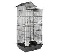 Jaula para Pájaros Pajarera de Metal con Múltiples Puertas Comederos Perchas Columpio Escaleras y Bandeja Extraíble para Loros Canarios Periquitos (46 * 35,5 * 99cm)