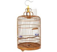 Jaula para Pájaros Pequeña, Jaula para Pájaros De Bambú, 29 * 29 * 53 Cm, Poste De Pie, Taza para Comida, Bandeja, para Pájaros Pequeños, Loros, Periquitos, Pinzones, Cacatúas