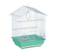 Jaula para pájaros rectangular práctica para periquitos, 49 x 39,5 x 32 cm, con comederos extraíbles de metal, color negro 13_0009842